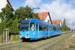 Straßenbahn Mainz / Mainzelbahn: Duewag / AEG M8C der MVG Mainz - Wagen 274, aufgenommen im September 2018 in Mainz-Bretzenheim.