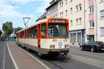 VGF Düwag Pt-Wagen 138 am 11.08.19 in Frankfurt Westbahnhof als Pendelverkehr zum Sommerfest des Straßenbahn Museums