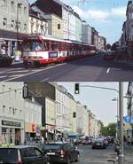 Wenn man die beiden Aufnahmen aus dem Frühjahr 2002 und vom 25.05.2023 vergleicht, hat sich auf der Kölner Straße in Düsseldorf-Oberbilk eigentlich nicht viel verändert, sieht