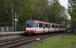 Durch eine wunderschöne Herbstlandschaft verkehrt derzeit die U-Bahn Linie 47 in den Außenbereichen von Dortmund.