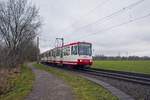 Wagen 364 als Einsatzwagen auf dem Weg nach Hrde kurz vor der Haltestelle Obernette (31.12.2020) 