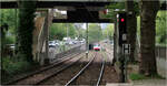 Die Dortmunder U47 im Westfalendamm -     Kurz nach der Haltestelle Kohlgartenstraße verschwindet die U47 im Tunnel vereinigt sich an der folgenden Station Märkischen Straße mit der