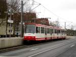  Dortmund: Stadtbahnlinie U47 nach Dortmund-Aplerbeck an der Haltetstelle Dortmund-Huckarde Abzweig.(4.1.2014) 