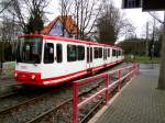  Dortmund: Stadtbahnlinie U47 nach Dortmund-Westerfilde an der Haltetstelle Dortmund-Huckarde Bushof.(4.1.2014) 