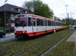 Eine Doppeltraktion aus Stadtbahnwagen B der ersten Generation verlt die sdliche Endhaltestelle der Stadtbahnlinie U17 in Essen auf der Margarethenhhe am 22.