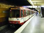 Eine Doppeltraktion aus Stadtbahnwagen B der ersten Generation am westlichen Ende der Linie U18 am Hauptbahnhof von Mlheim/Ruhr - 7.