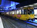 Eine Doppeltraktion aus Stadtbahnwagen B im U-Bahnhof  Essen Hauptbahnhof  am 18.