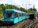 VGF Bombardier U5-50 Wagen 906 am 01.09.17 in Frankfurt Industriehof auf der U6 vom Bahnsteig aus fotografiert