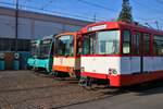 VGF Fahrzeugparade zum Jubiläum 50 Jahre U-Bahn Frankfurt am Main am 06.10.18 in Heddernheim mit Bombardier U5 Wagen 610, Siemens U4 Wagen 511, Düwag U3 Wagen 151 und Düwag U2 Wagen 303