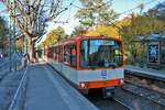 VGF Düwag U3 Wagen 151 glänzt wieder in Orange/Beige. Am 13.10.18 bei der U3 Wagen Abschiedsfahrt auf der C-Strecke in Frankfurt am Main 