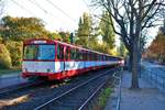 VGF Düwag U2 Wagen 304+305+303 am 13.10.18 beim U3 Wagen Abschied unterwegs in Frankfurt am Main Schäfflestraße