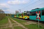 VGF Düwag U4 Wagen 530+5xx am 13.04.19 in Frankfurt am Main Kalbach als U2