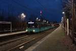 VGF U4 Wagen 524 am 16.01.21 als U1 in Frankfurt Niddpark als Langzeitbelichtung 