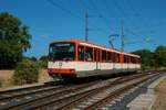 VGF Düwag U3 Wagen 153 am 14.08.22 als Sonderwagen zum Jubiläum 45 Jahre B-Strecke in Frankfurt am Main