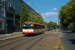 VGF Düwag U3 Wagen 153 am 14.08.22 als Sonderwagen zum Jubiläum 45 Jahre B-Strecke in Frankfurt am Main