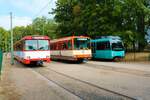 VGF Düwag U2 Wagen 133, U3 Wagen 153 und U4 Wagen 533 am 04.09.22 beim Tag der Verkehrsgeschichte in Frankfur