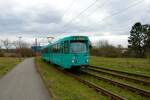 VGF Düwag Pt Wagen 727 am 11.03.23 auf der Linie 18 in Frankfurt am Main