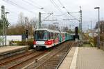 VGF Bombardier Flexity Swift U5-25 Wagen 606 am 03.02.24 in Frankfurt Industriehof