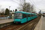 VGF Bombardier Flexity Swift U5-50 Wagen 886 am 03.02.24 in Frankfurt Industriehof