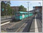 berfhrungsfahrt von Pt-Triebwagen 690 im Schlepp von Ptb-Triebwagen 740 vom ehemaligen Betriebsbahnhof Eckenheim zur Stadtbahn-Zentralwerkstatt am 15.09.2007 auf der Stadtbahn-A-Strecke bei