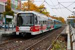 VGF U-Bahn Frankfurt am Main Bombardier Flexity Swift U5-25 Wagen 604 in Enkheim auf der C-Strecke am 11.10.25