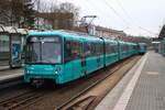 VGF U-Bahn Frankfurt Bombardier Flexity Swift U5 Wagen 899 am 26.02.26 in Frankfurt am Main auf der Linie U7