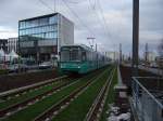 Ein U5 Wagen Zug am 12.12.10 in Frankfurt Riedberg bei der U-Bahn Erffnung 