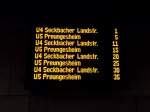 Abfahrtsanzeige der Linien U4 und U5 in Frankfurt am Main am 03.03.13