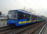 VGF Bombardier U5-25 Wagen 676 mit Werbung für die Batschkapp am 01.03.16 in Frankfurt am Main