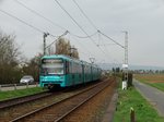 VGF Bombardier U5-50 Wagen 813 am 03.04.16 bei Weißkirchen Ost