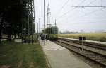 Hannover STRA Strassenbahn- / Stadtbahnlinie 18 (GT8 6100) Rethen am 26. Juni 1981.