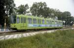 Hannover STRA Strassenbahn- / Stadtbahnlinie 18 (GT8 6100) Rethen am 26. Juni 1981.