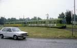 Hannover STRA Stadtbahnlinie 17 (GT8 6104) Berliner Platz am 27. Juni 1981.