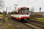 Museums-B-Wagen 2012 als EBO-Fahrschule auf der Querbahn in Wesseling Berzdorf 22.02.2021.