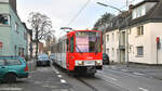 Der 45 Jahre alte B-Wagen 2032 während einer Testfahrt auf der Simonskaul in Köln Weidenpesch am 20.01.2023.