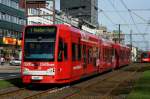 Niederflurwagen 4029 und 4028 auf der Aachener Strae auf Hhe des Maarweges im Stadionverkehr am 14.04.2013

