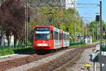 2224 auf dem neuen zweigleisigen Streckenabschnitt zwischen Brühl Mitte und Brühl Süd am 19.04.2019.