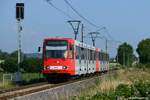2257 wurde erneut in die aktueeln KVB-Farben lackiert. Hier zu sehen auf der Vorgebirgsbahn bei Walberberg am 23.06.2020.