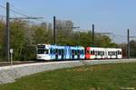 4525 und 4011 auf der Zulaufstrecke der neuen Abstellanlage in Köln Weidenpesch am 15.04.2021.