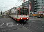 Eine Doppeltraktion aus Stadtbahnwagen B der ersten Generation der KVB auf dem Barbarossaplatz in Kln als Zug der Linie 15 nach Chorweiler am 06.12.2004.