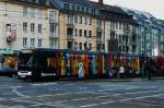 Niederflurwagen 4075 hat seine Ganzreklame  Mayersche Buchhandlung  aktualisiert bekommen. Hier zu sehen auf der Kreuzung Aachener Str./Grtel am 11.01.2013
