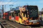 4111 mit neuer Ganzreklame  Flamme Kchen + Mbel  an der Haltestelle Poller Kirchweg am 19.08.2013.