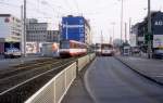 Köln KVB SL 15 (DÜWAG-B100S 2105) Mülheim, Wiener Platz am 31. Juli 1992.