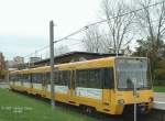 DUEWAG DT8 hoch am 25.10.2002 in der Endhaltestelle Remseck der Linie U 14.