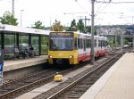 3067/3068 U3 Plieningen bei Einfahrt aus der Kehranlage Vaihingen Bf, am 16.08.2011! (Hugelndubel - Werbung.)