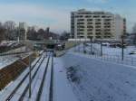 Stadtbahn Stuttgart: Erster Schnee auf der noch nicht eingeweihten Trasse der U6 Fasanenhof