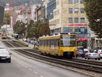 Stuttgart,
hier zwischen Berliner Platz (Hohe Straße) und Schloss-/Johannesstraße fährt eine DT8.S 4231/4232 als U2 nach Botnang.