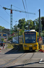 SSB DT 8.14, Wagen 3547 bzw. 3548, drehte als  U16 Betriebsfahrt  an der Wilhelma in Stuttgart seine Runden und kam wenig später wieder zurück.

🧰 Stuttgarter Straßenbahnen AG (SSB)
🕓 14.6.2021 | 16:40 Uhr