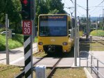 4101/4102 U2 Neugereut bei Einfahrt der Endhaltestelle Neugereut am 12.07.2011.