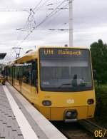 .3357/3358 der SSB (Stuttgarter Straenbahnen AG) als U14 Remseck bei Halt   bei den Mineralbdern Berg und Leuze in Stuttgart.